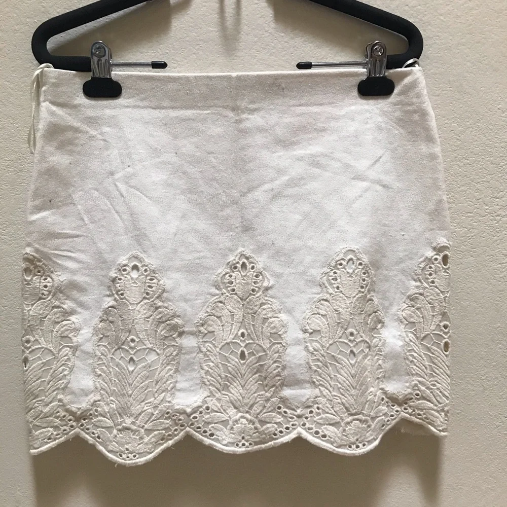 Zara Ivory Crochet Embroidered Skirt Boho Festival Style Size L - Picture 8 of 9